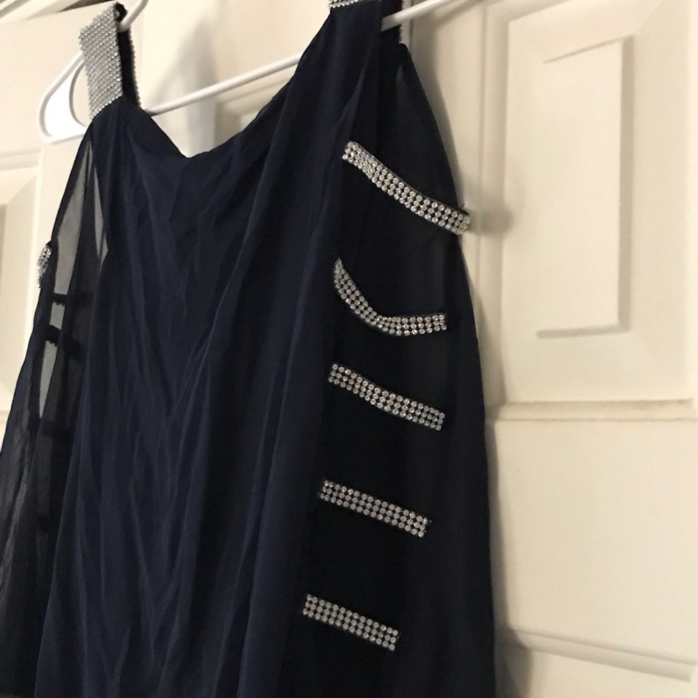 Navy cold shoulder jumpsuit
